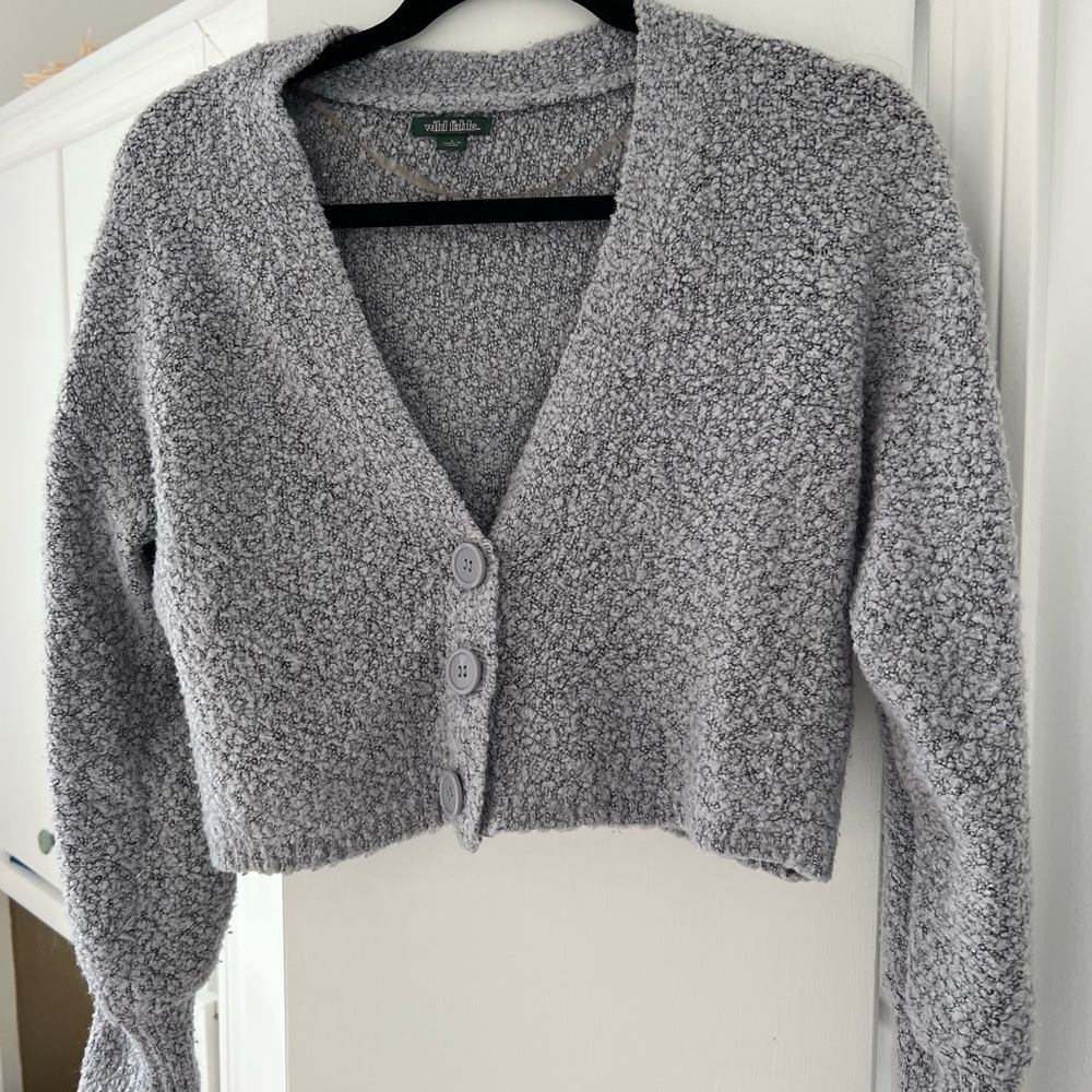 Grey Cropped Cardigan